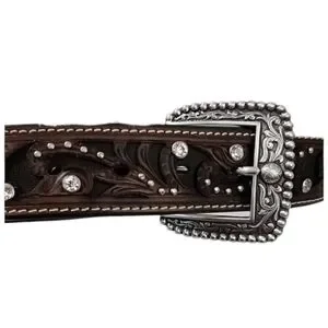 Ariat Brown Rhinestone Belt A1513002 size S MF Western Ariat Brown Crystals Scalloped Belt Style A1513002 main image 3